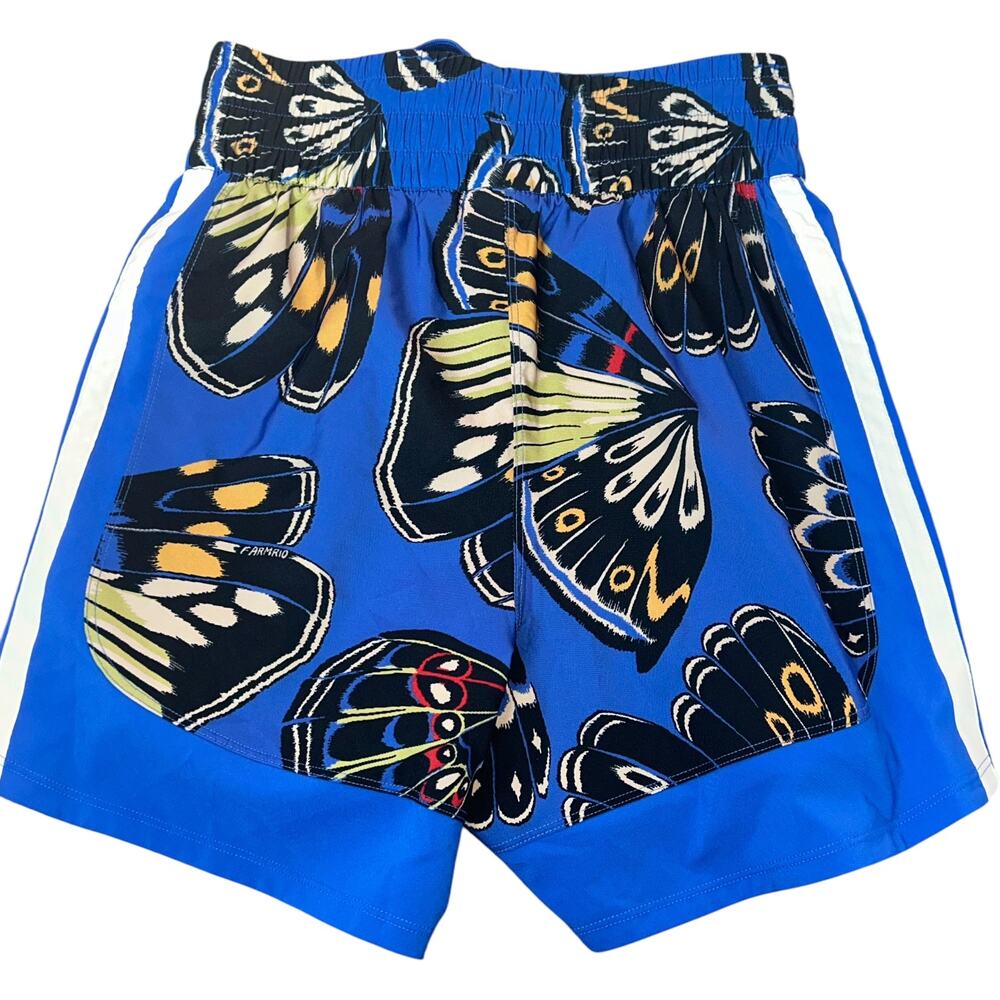 NWOT Adidas x Farm Rio Blue Colorful Butterfly Shorts Size XS - Picture 5 of 8